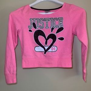 Justice Girls Pink Glittered Sweatshirt Size 7